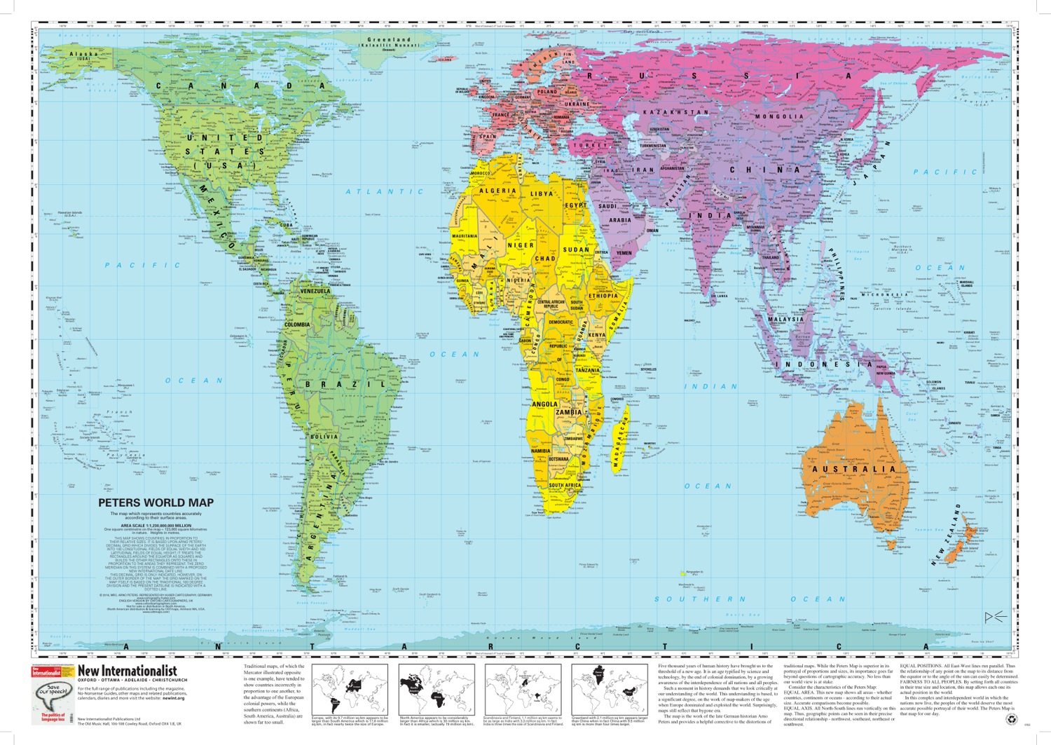 Peters Projection Map, Widely used in educational and business circles