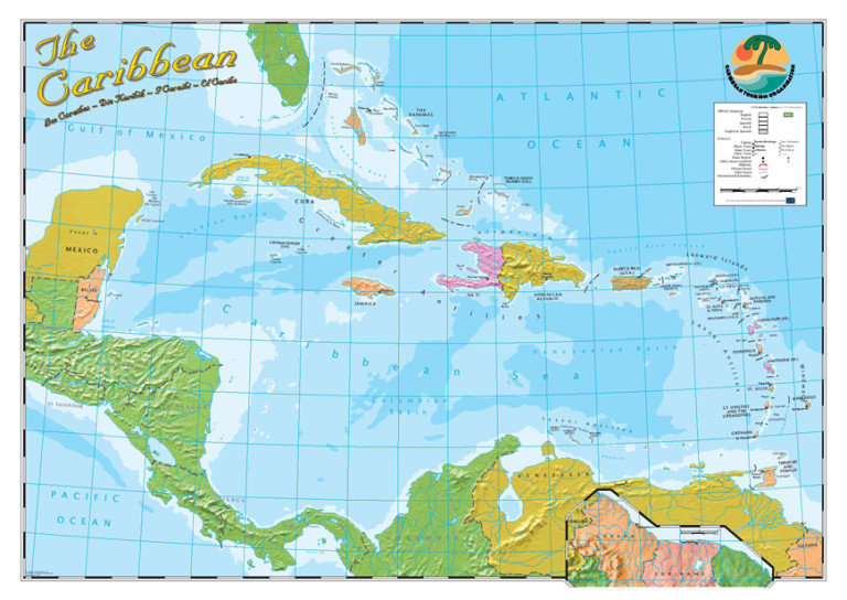 Wall Map World Wall Map Oxford Cartographers Caribbean A4 768x544