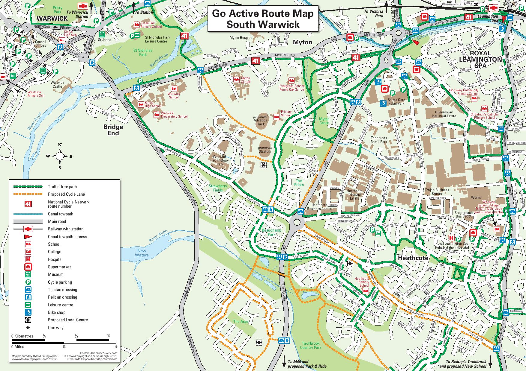 Warwick Cycle Routes Map