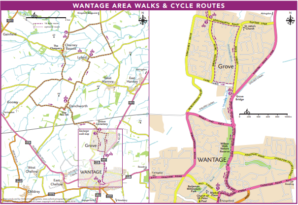 Wantage Area Walks & Cycle Routes Map