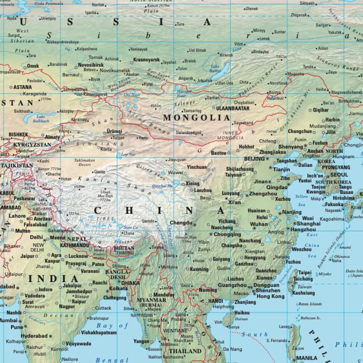 New Hobo-Dyer Equal Area World Map with Detailed Relief New Hobo-Dyer Equal Area World Map with Detailed Relief